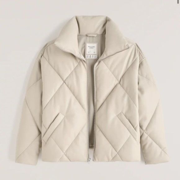 Abercrombie & Fitch Jackets & Blazers - New Abercrombie & Fitch Oversized Vegan Leather Diamond Puffer Jacket Size Small